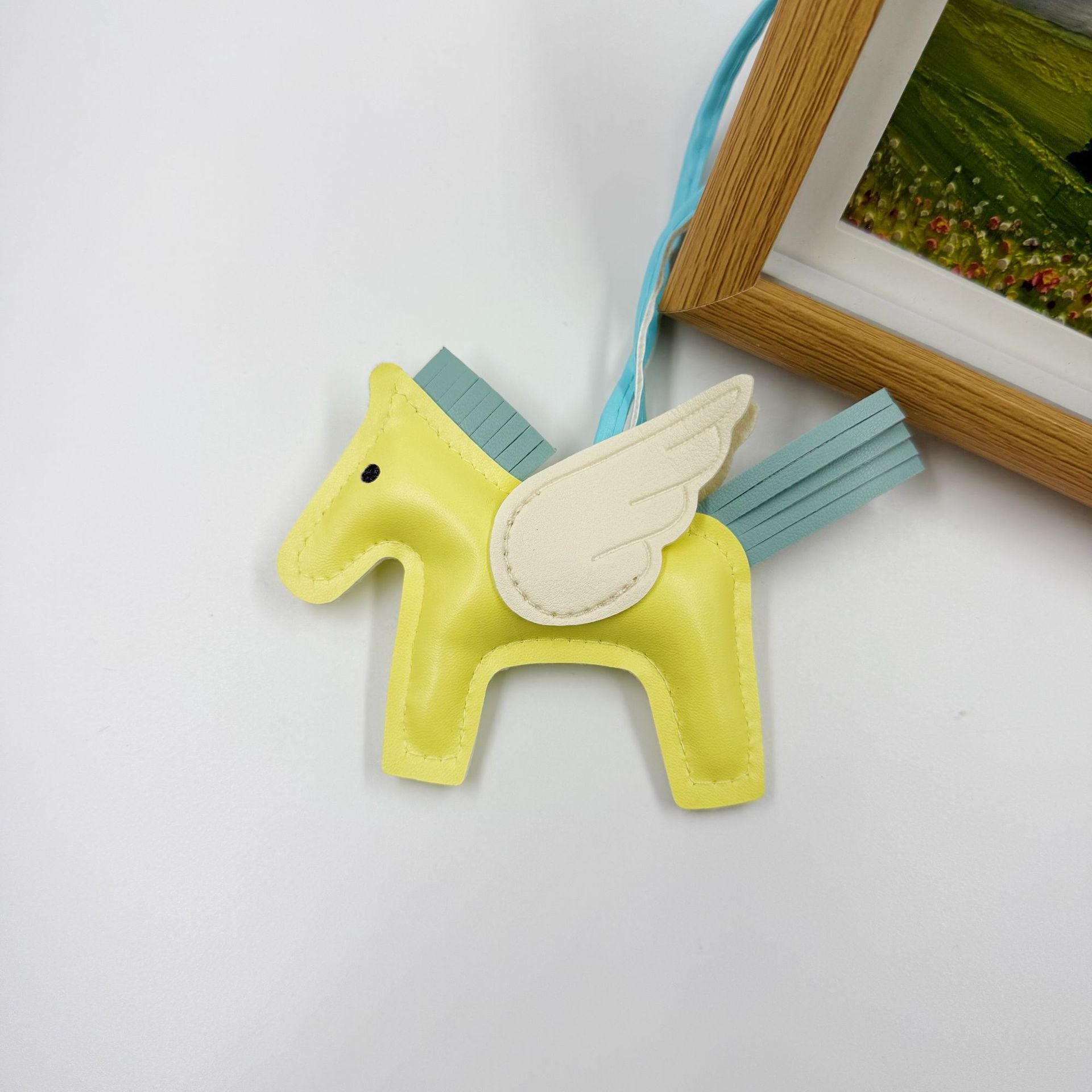 Pu Leather Bag Angel Little Pegasus Keychain Pendant Pendant