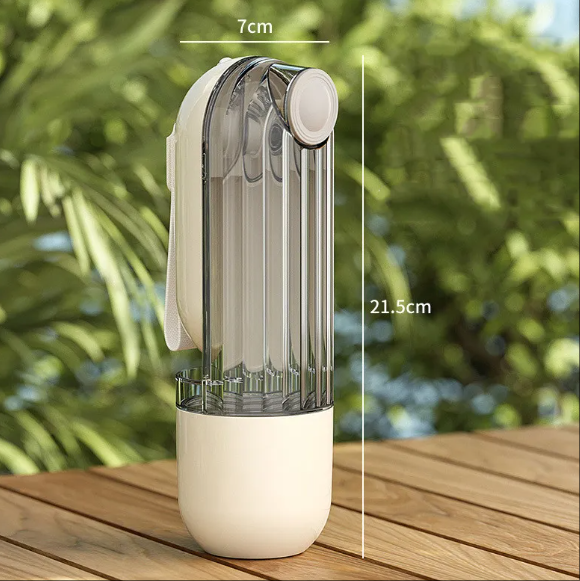 2-in-1 Portable Pet Water Bottle with Drinking Cup and Feeding Bowl