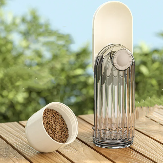 2-in-1 Portable Pet Water Bottle with Drinking Cup and Feeding Bowl